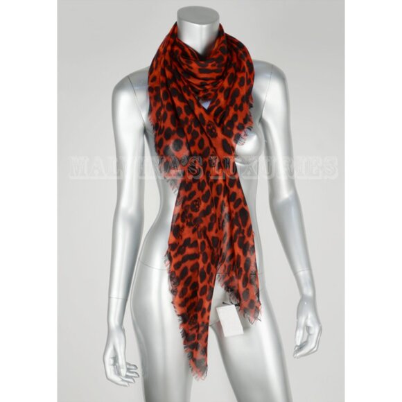 ALEXANDER MCQUEEN SCARF CASHMERE SILK SKULL AND ANIMAL PRINT 50" SQUARE - Picture 3 of 7